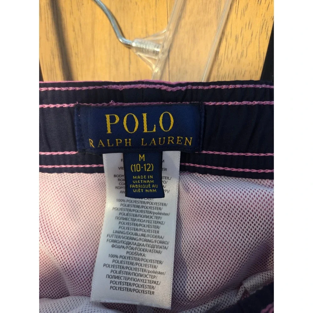 Polo Ralph Lauren Boys Pink Swim Trunks Shorts Pony Logo Size M 10-12